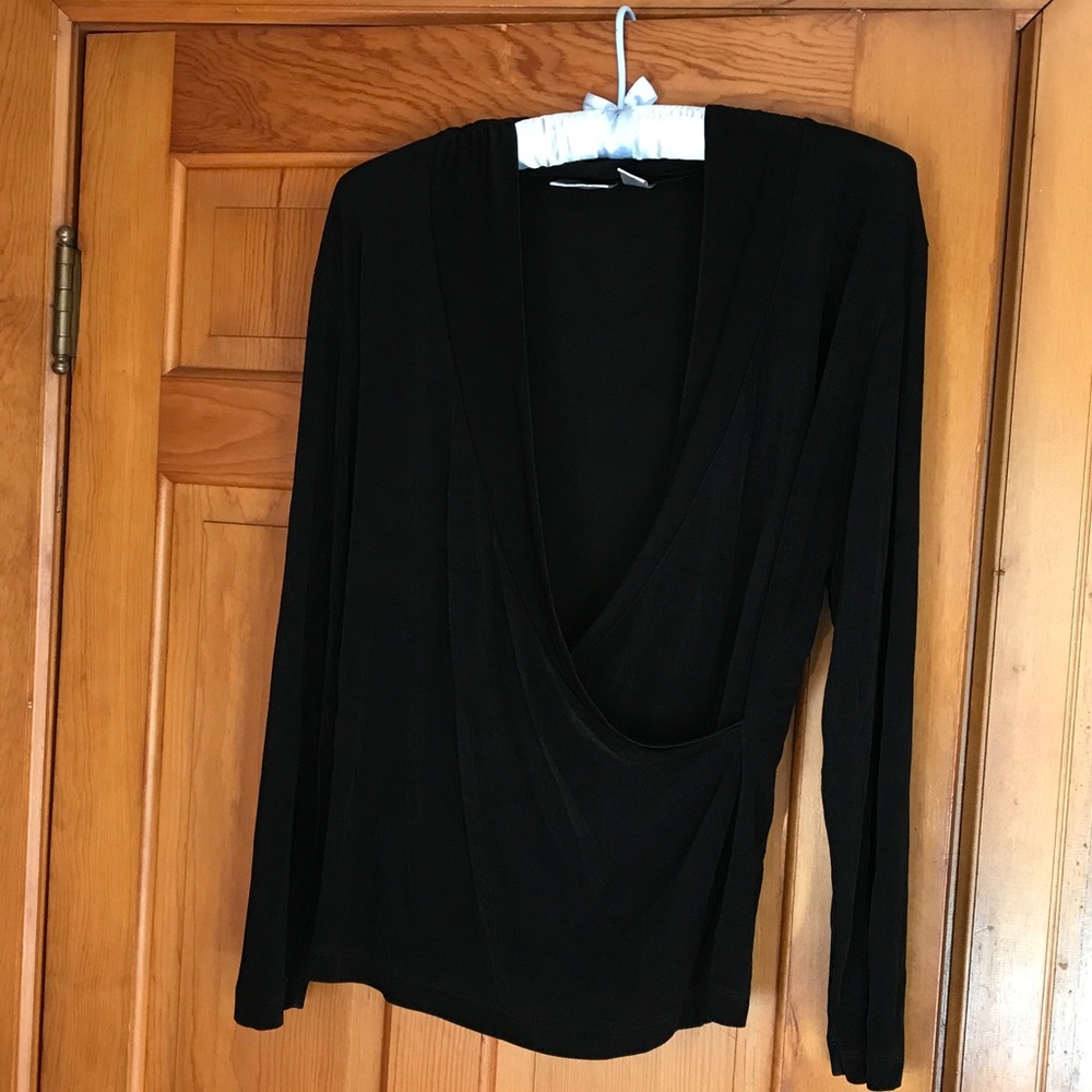 Chico's Black Surplice Front Blouse Size XL